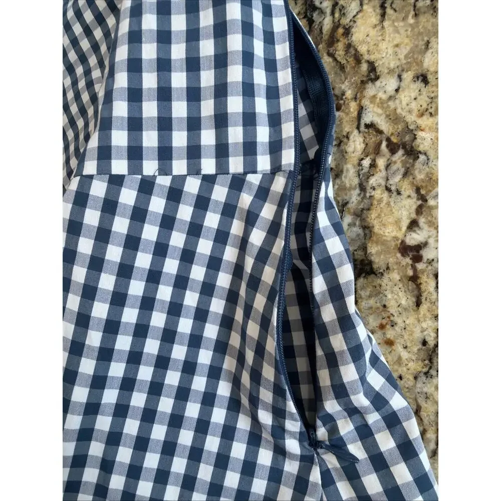 J.Crew Universal Standard Blue White Gingham V-Neck Shirt Women's Small